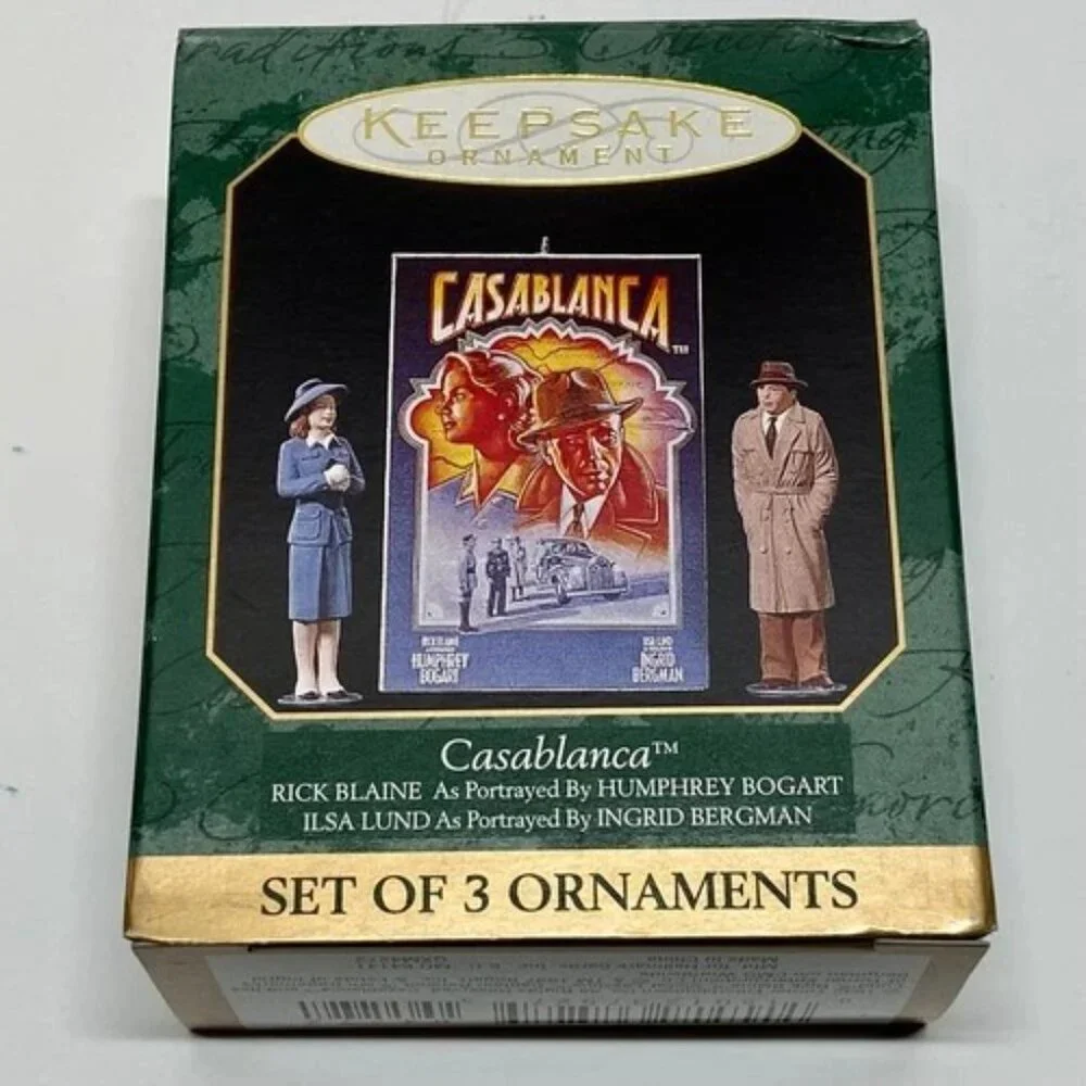 Vintage Christmas Ornaments Casablanca Bogart & Bergman Hallmark Keepsake 1997‎